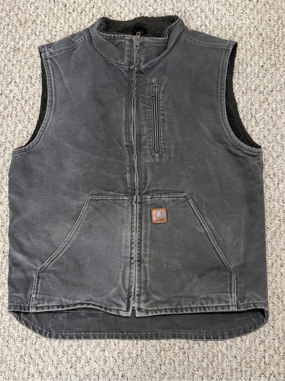 Carhartt V33 GVL Gravel Gray Sandstone Sherpa Lined Mock Neck Work Vest Men's XL